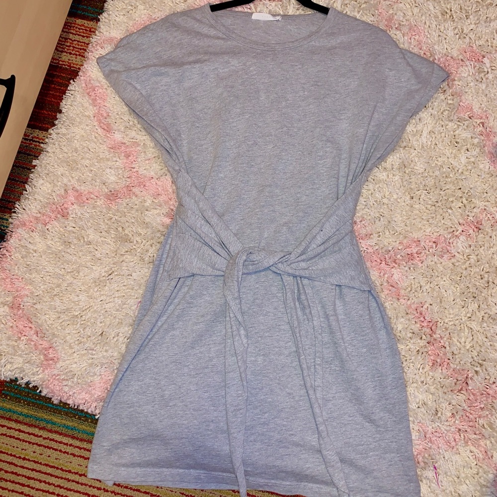 Light gray front tie mini dress